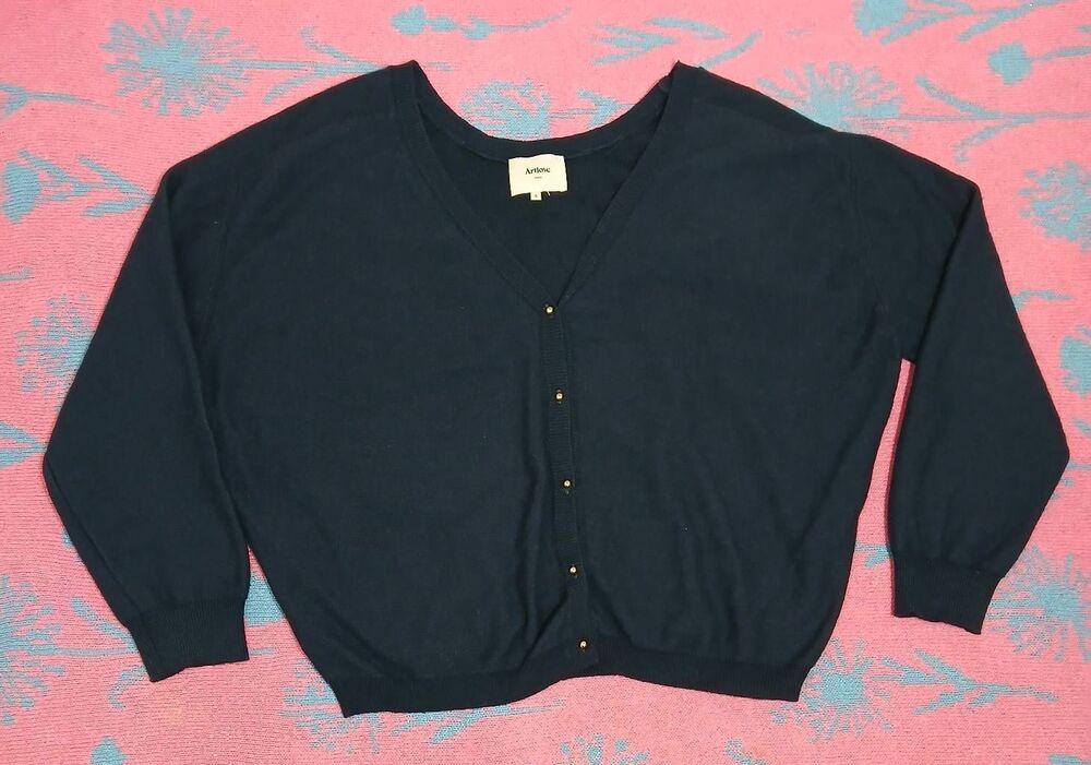 Artlove paris womens medium teal blue sweater cardigan